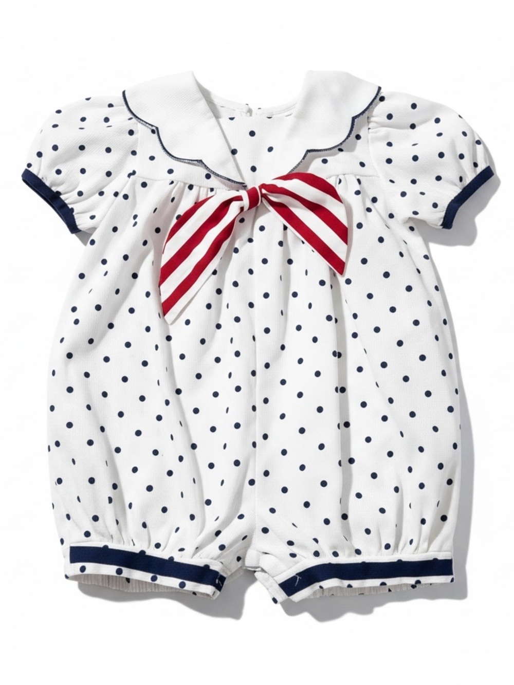 Vintage Sailor-Style Polka Dot Bubble Romper by Good Lad | Girls 18M